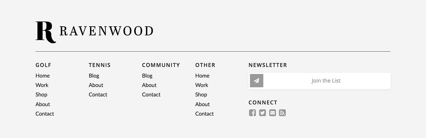 Ravenwood Pro Footer Screenshot